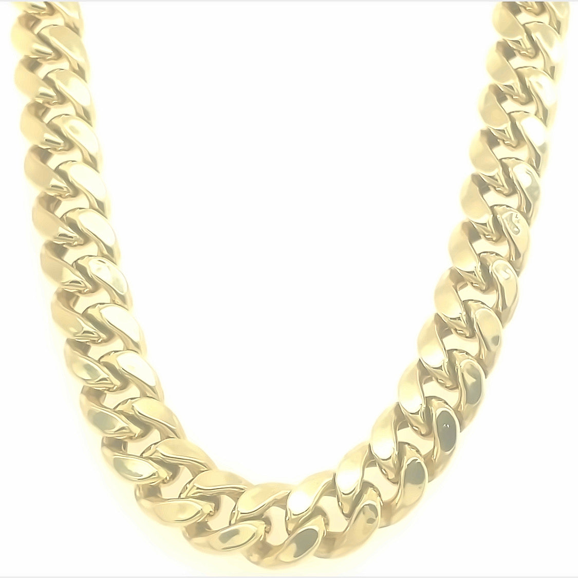 Mens 24" Semi Solid Cuban Link Necklace