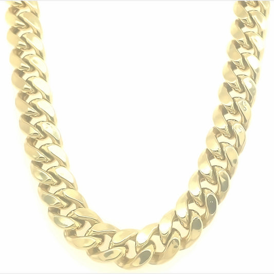 Mens 24" Semi Solid Cuban Link Necklace